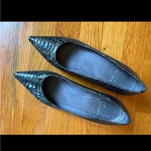 Stuart Weitzman snakeskin patterned kitten heels